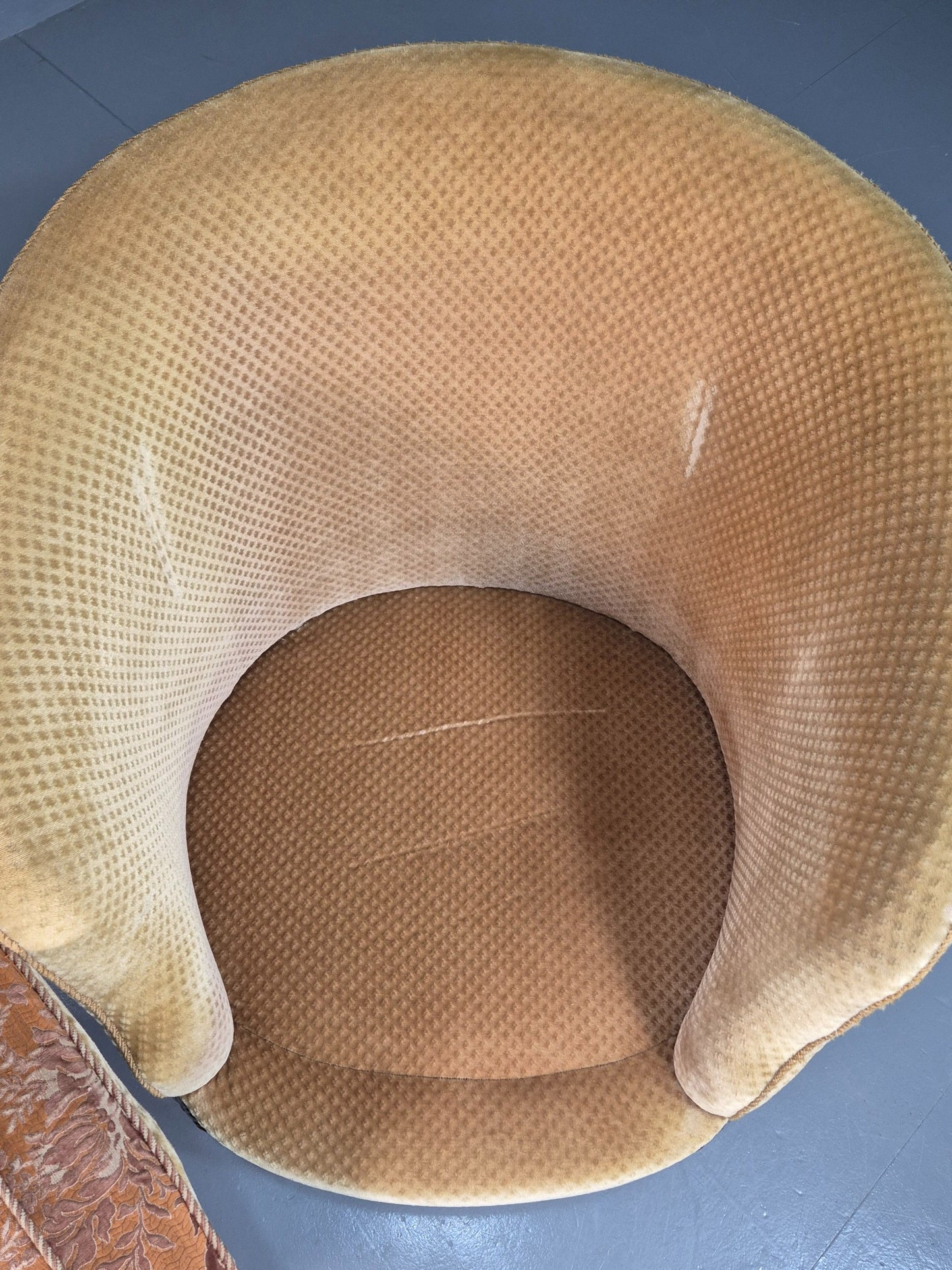 Antique Danish Art Deco Lounge Chair Tub Form Yellow 1920s EB08052