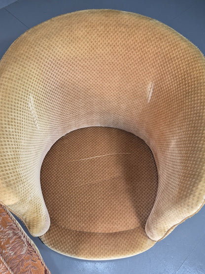 Antique Danish Art Deco Lounge Chair Tub Form Yellow 1920s EB08052