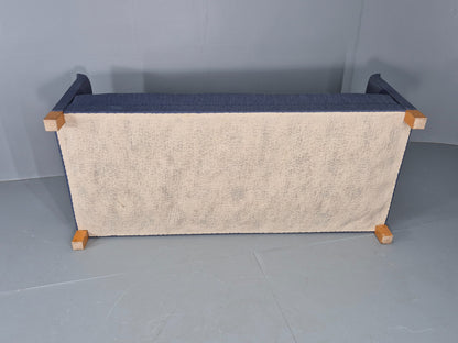 Vintage Danish Mid Century 3 Seater Sofa Original Blue Wool 1950s Retro EB12371