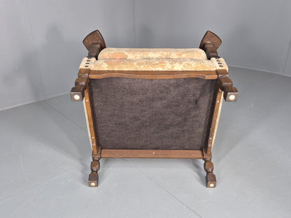 Vintage Danish Armchair Kjaernulf Style Floral Upholstery Oak Frame 1970 EB06690
