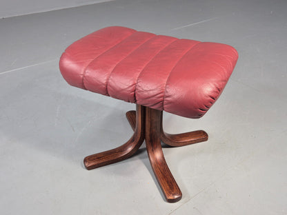 Vintage Danish Leather Footstool 1980s Retro EB09060