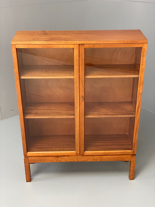 Vintage Bookcase Enham Military Glass Doors 1960s Midcentury Mahogany EB12609