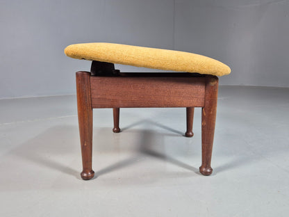 Vintage Mid Century Footstool Teak Guy Rogers 1960s Retro Gold EB07909