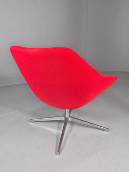 Vintage Allermuir Open Range Swivel Chair Red Fabric EB12247