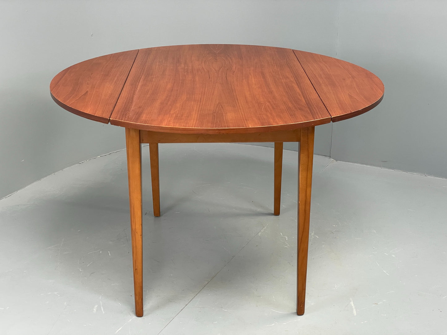 Vintage 1960s Teak Table Drop Leaf Kitchen Circular Retro Mid Century EB12496