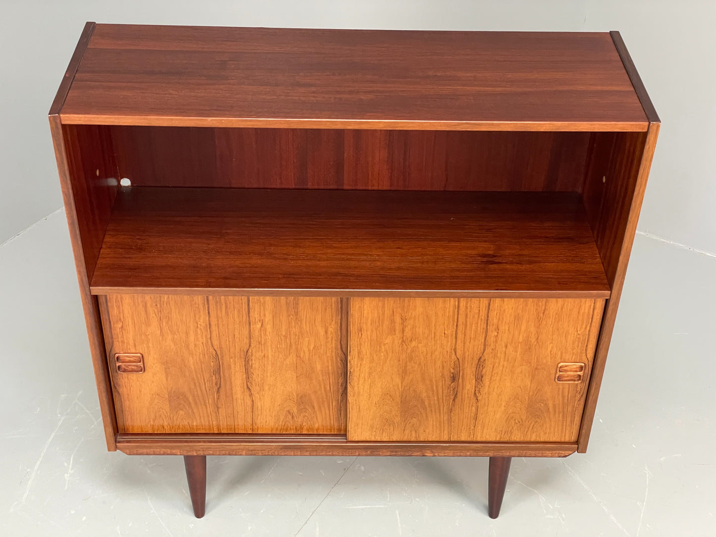 Vintage Danish 1960s Bookcase Cabinet Darkwood Sliding Mid Century Retro EB11992