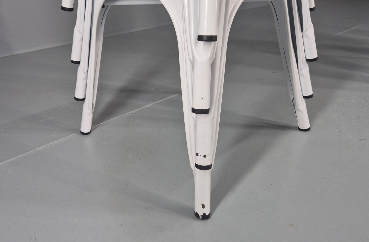 10 Off White Tolix Stlye Stacking Chair VG Condition Vintage Industrial EB12580