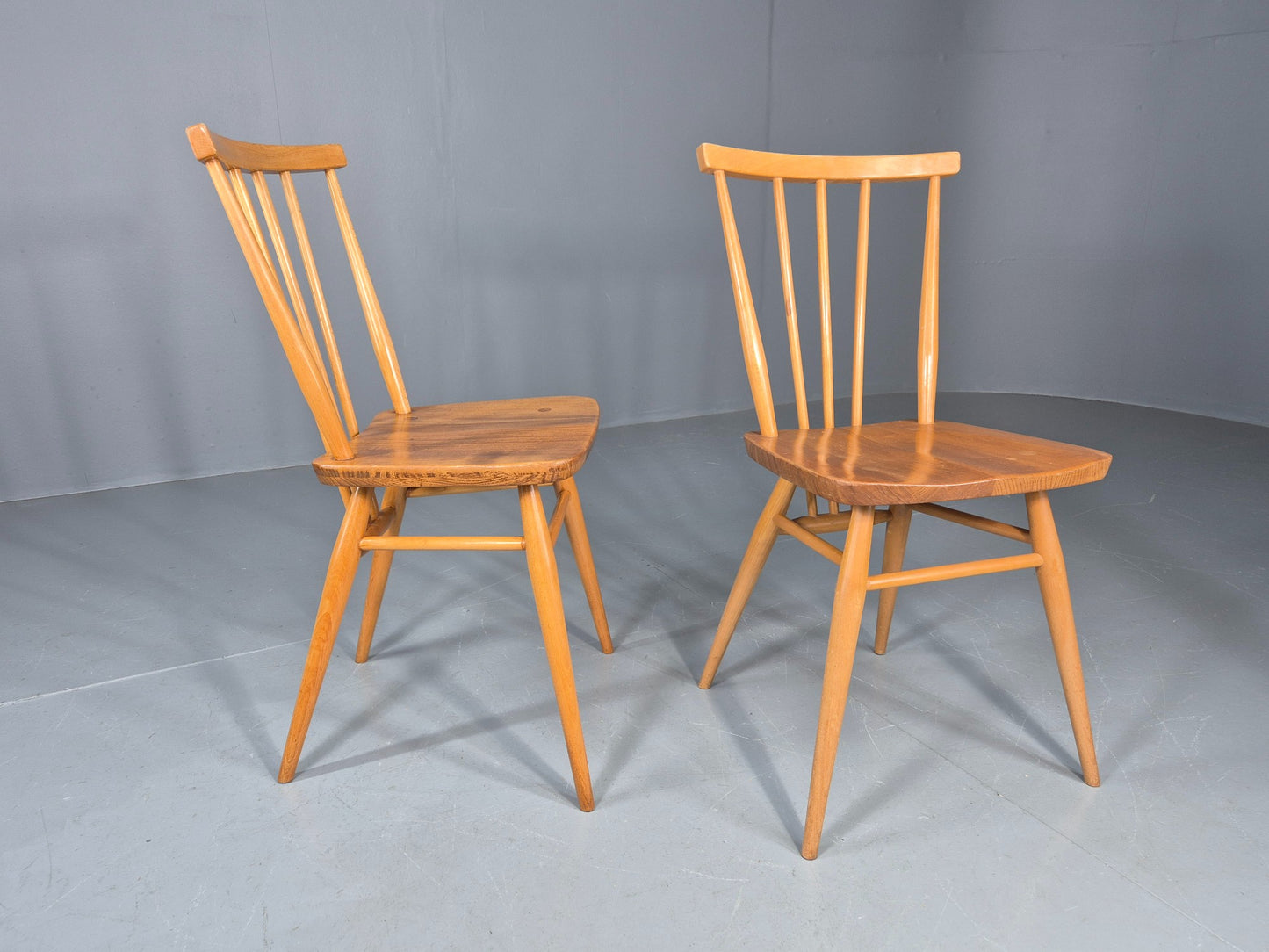 2 Vintage Ercol 391 Dining Chairs beech and Elm 1960s Retro EB12234