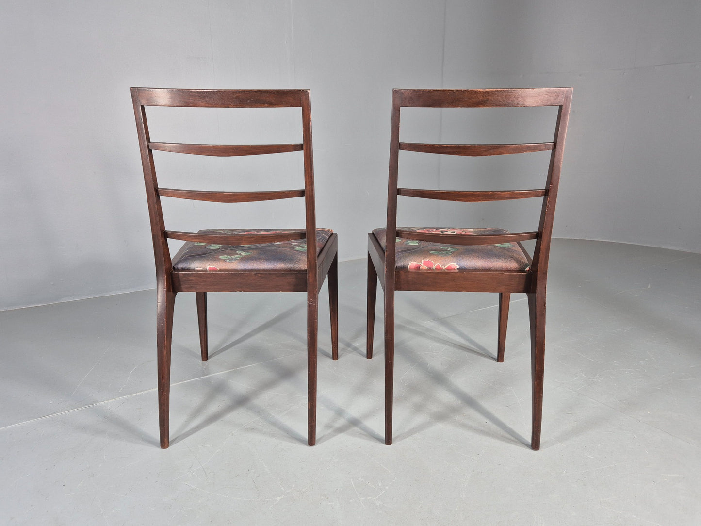 2 Vintage McIntosh Dining Chairs 1960s Retro Floral Upholstery EB12177