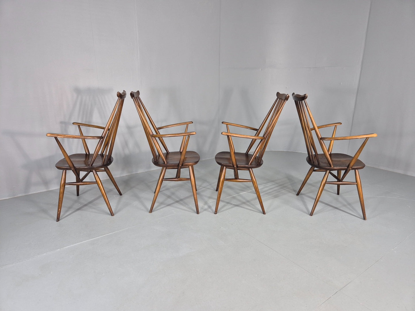 4 Ercol Goldsmith Elbow Carver Chairs 1960s Retro MCM Eb12592