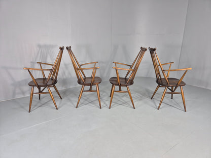 4 Ercol Goldsmith Elbow Carver Chairs 1960s Retro MCM Eb12592