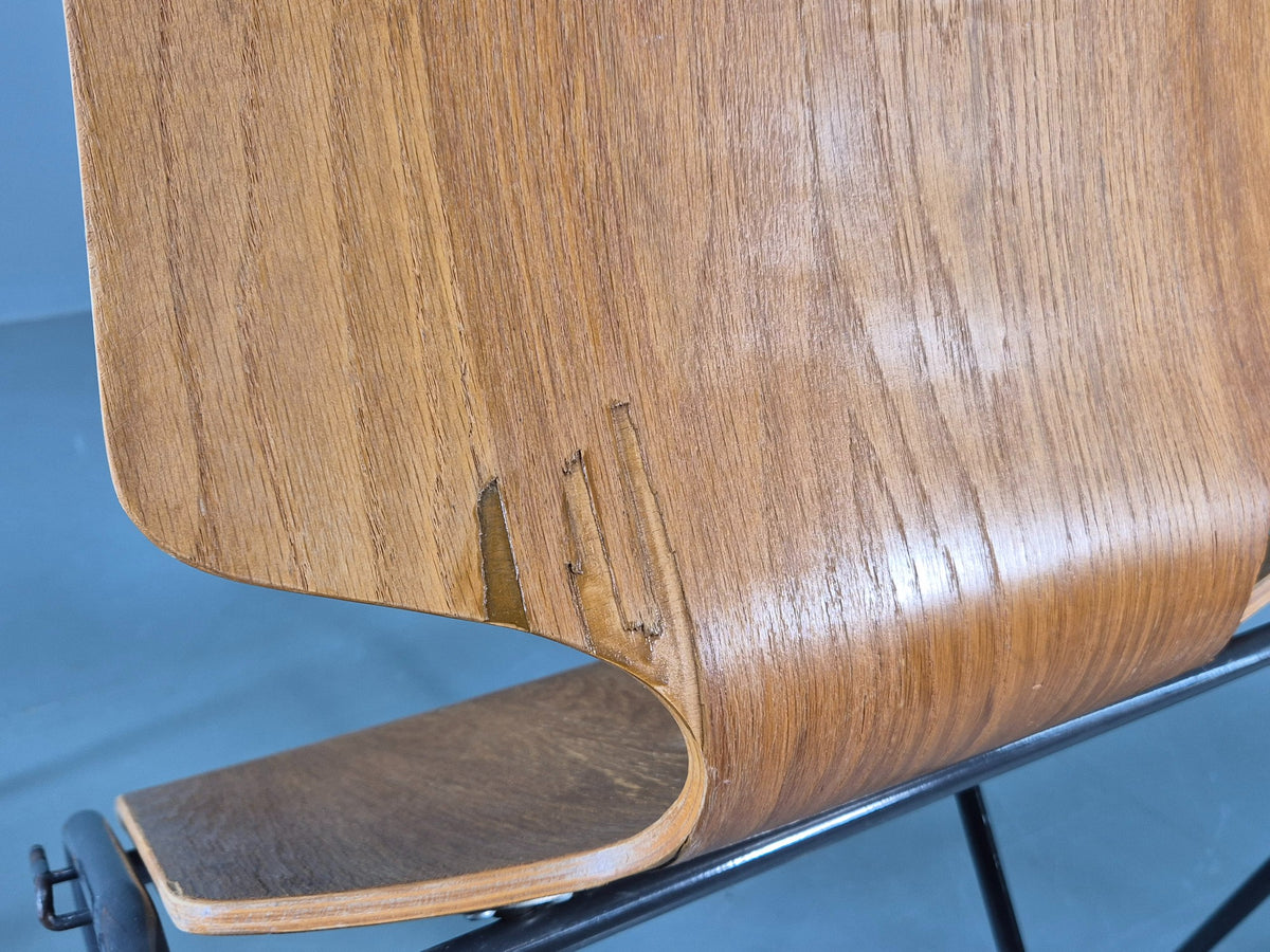 10 Vintage Stacking Chairs Industrial Danish Design Bent Ply Retro MCM EB12657