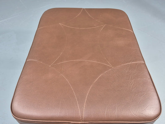 Vintage Danish Mid Century Footstool Brown Vinyl 1960s Retro  EB12032