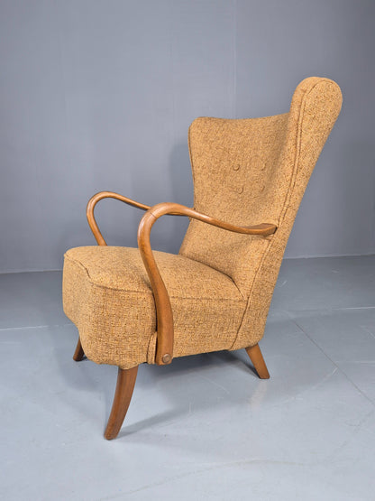 Vintage Mid Century Armchair Slagelse Mobelvaerk 1950s Newly Upholstered EB12790