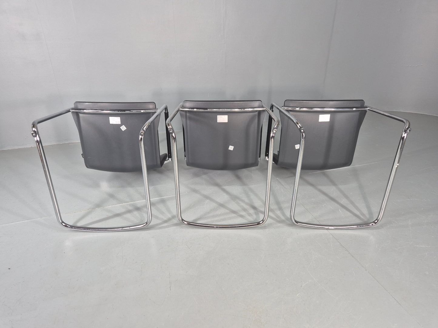 3 Vintage Stacking Chairs Wilkhahn Chrome Cantilever Frames Leather chairs EB12270