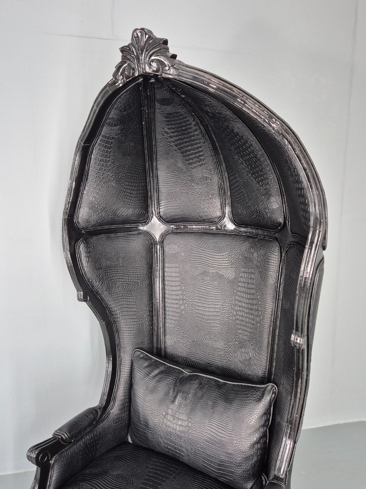 Vintage Porters Chair Canopy Gothic Chair Faux Crocodile Skin Modern EB12564