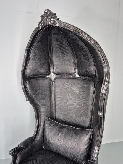Vintage Porters Chair Canopy Gothic Chair Faux Crocodile Skin Modern EB12564