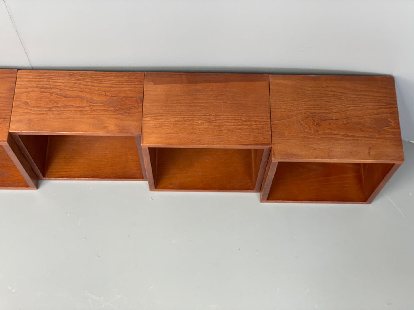 Floating Teak Cube Shelving Wall Mounted Custom Made Vintage Retro EB12300
