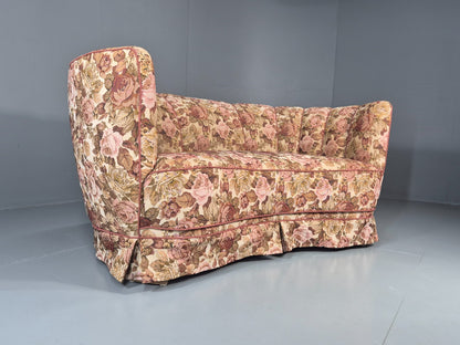 2 Seater Banana Sofa Vintage Danish Art Deco Floral Upholstery  EB10788 V2SS