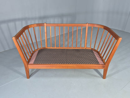 Vintage Stouby 2 Seater Sofa Stick Back Frame With Check Cloth Cover MCM EB10349