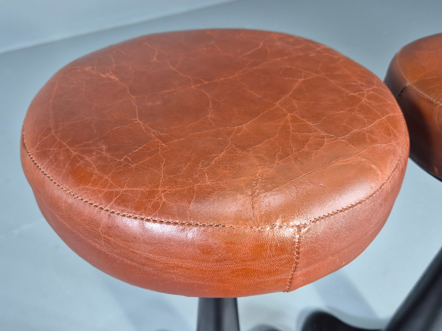 2 Vintage Singer Stools with faux Leather Upholstery Reproductions EB12306