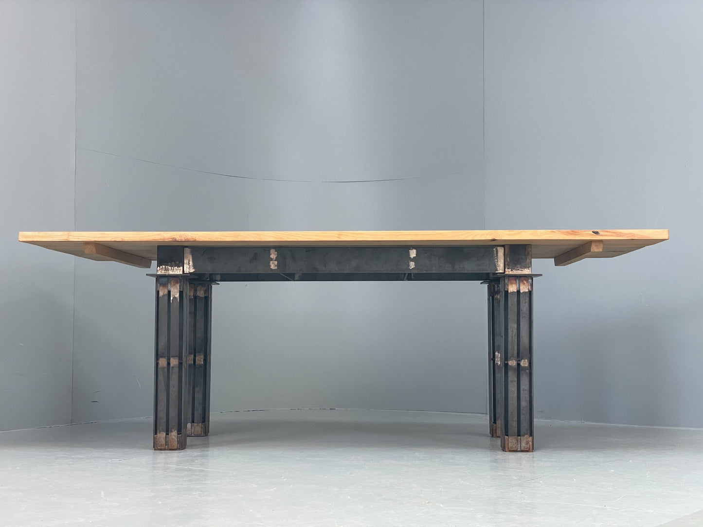 Handmade Dining Table Ash & Steel Frame Designed Tim Germain Slate EB12621