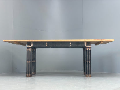 Handmade Dining Table Ash & Steel Frame Designed Tim Germain Slate EB12621