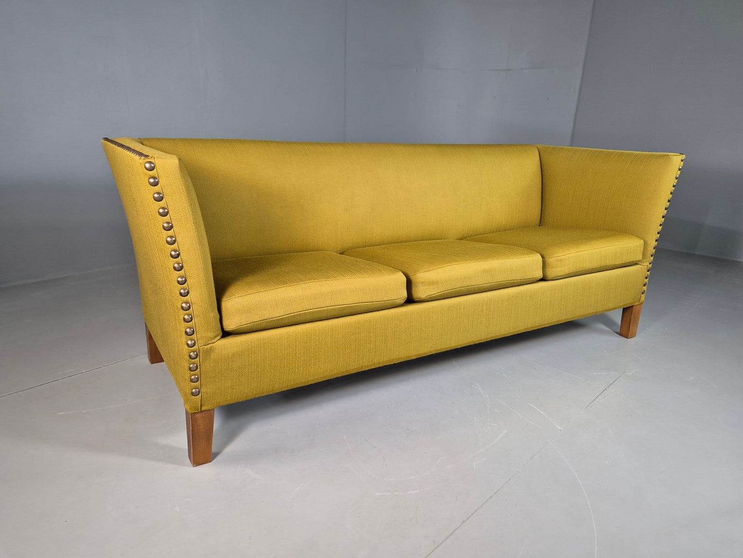 EB7113 Vintage Danish 3 Seat Sofa Yellow Green 1960s MCM Rtero M3SS