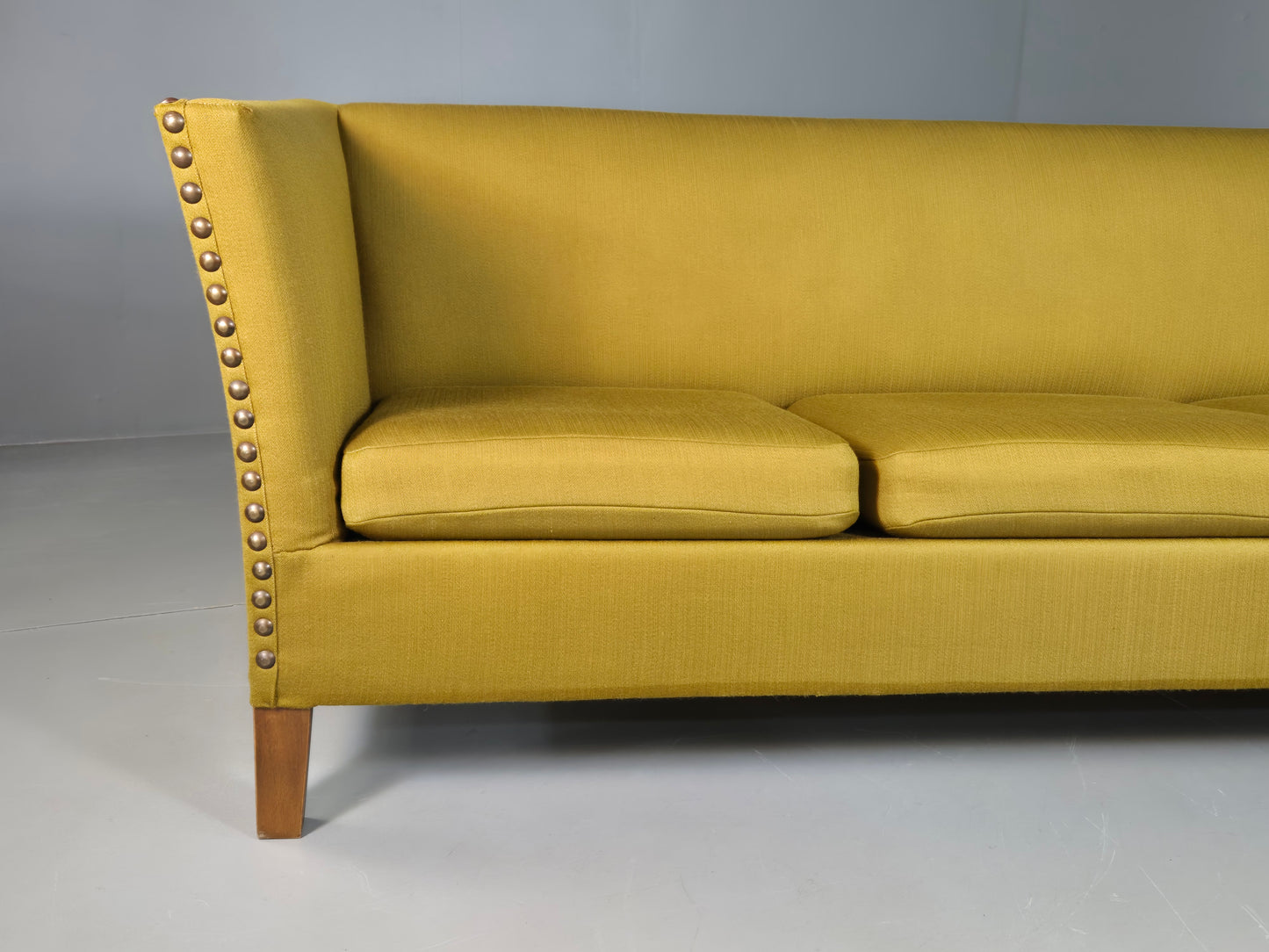 EB7113 Vintage Danish 3 Seat Sofa Yellow Green 1960s MCM Rtero M3SS