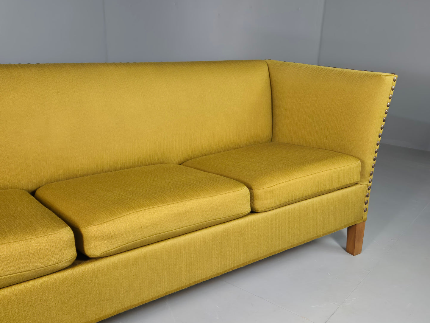 EB7113 Vintage Danish 3 Seat Sofa Yellow Green 1960s MCM Rtero M3SS