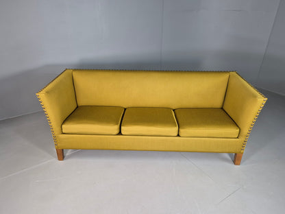 EB7113 Vintage Danish 3 Seat Sofa Yellow Green 1960s MCM Rtero M3SS