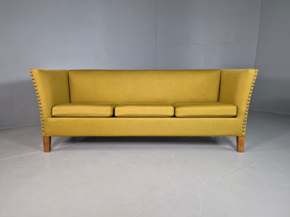 EB7113 Vintage Danish 3 Seat Sofa Yellow Green 1960s MCM Rtero M3SS