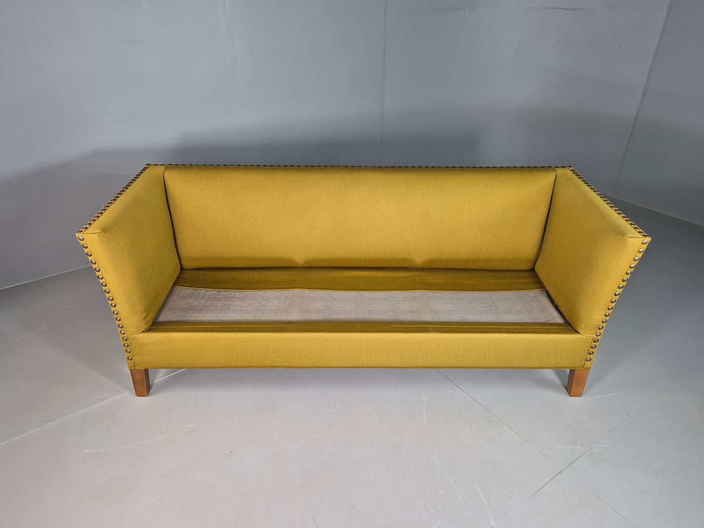 EB7113 Vintage Danish 3 Seat Sofa Yellow Green 1960s MCM Rtero M3SS