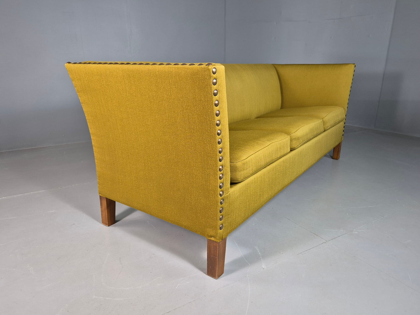 EB7113 Vintage Danish 3 Seat Sofa Yellow Green 1960s MCM Rtero M3SS