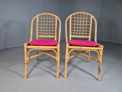 EB7118 2 Vintage Bamboo Cane Dining Chairs 1980s Retro VBER