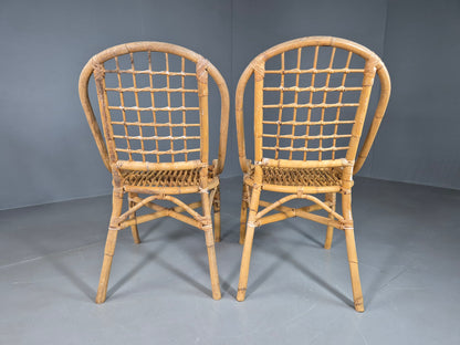 EB7118 2 Vintage Bamboo Cane Dining Chairs 1980s Retro VBER