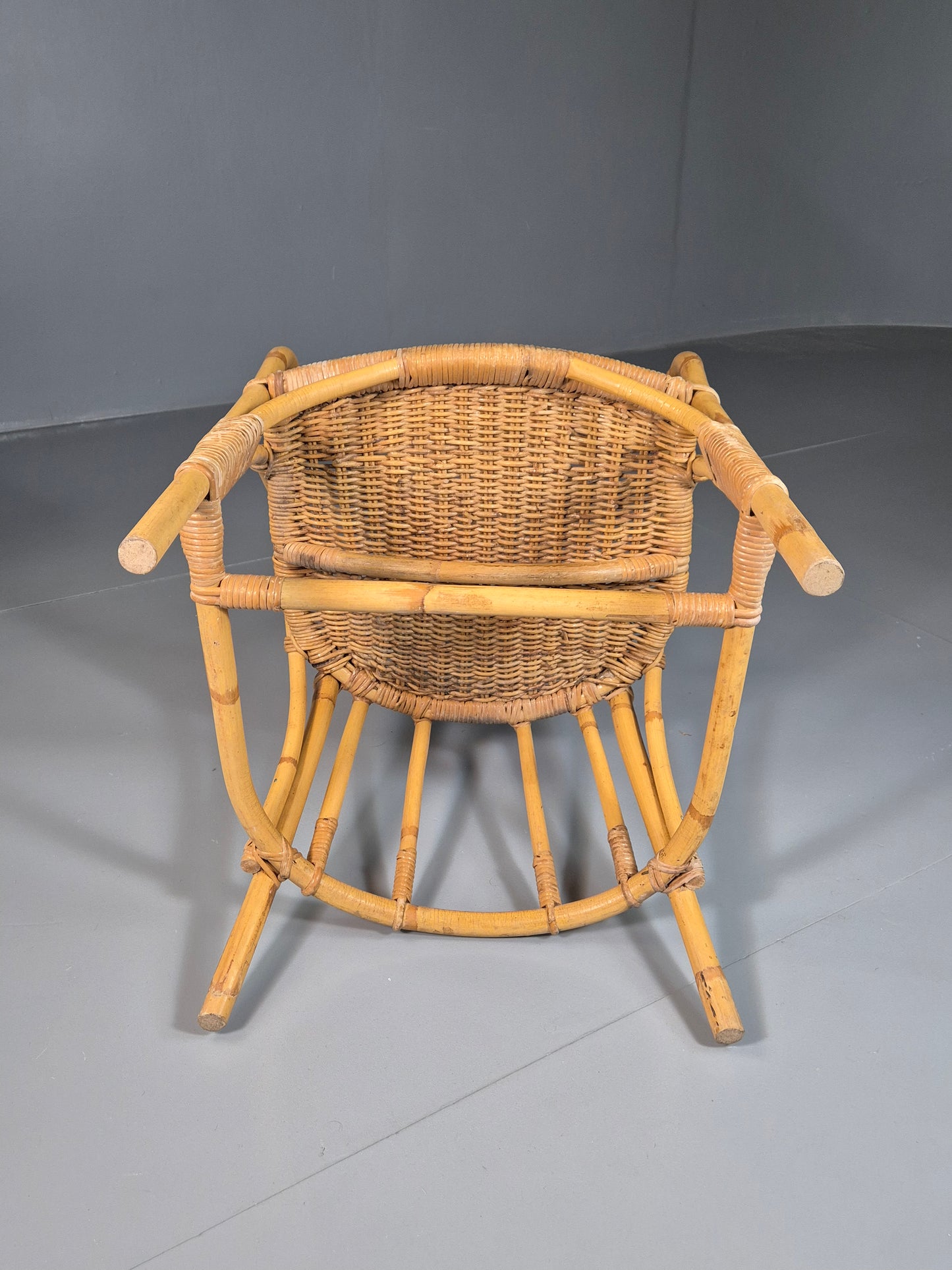 EB7124 Vintage bamboo cane elbow chair 1980s Retro VBER