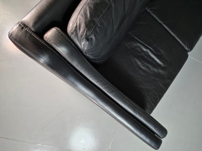 EB7318 Vintage 2 Seat Danish Sofa Black LeatherM2SS