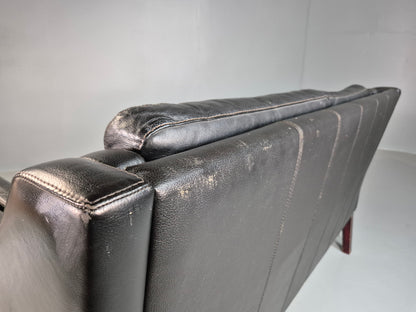 EB7318 Vintage 2 Seat Danish Sofa Black LeatherM2SS