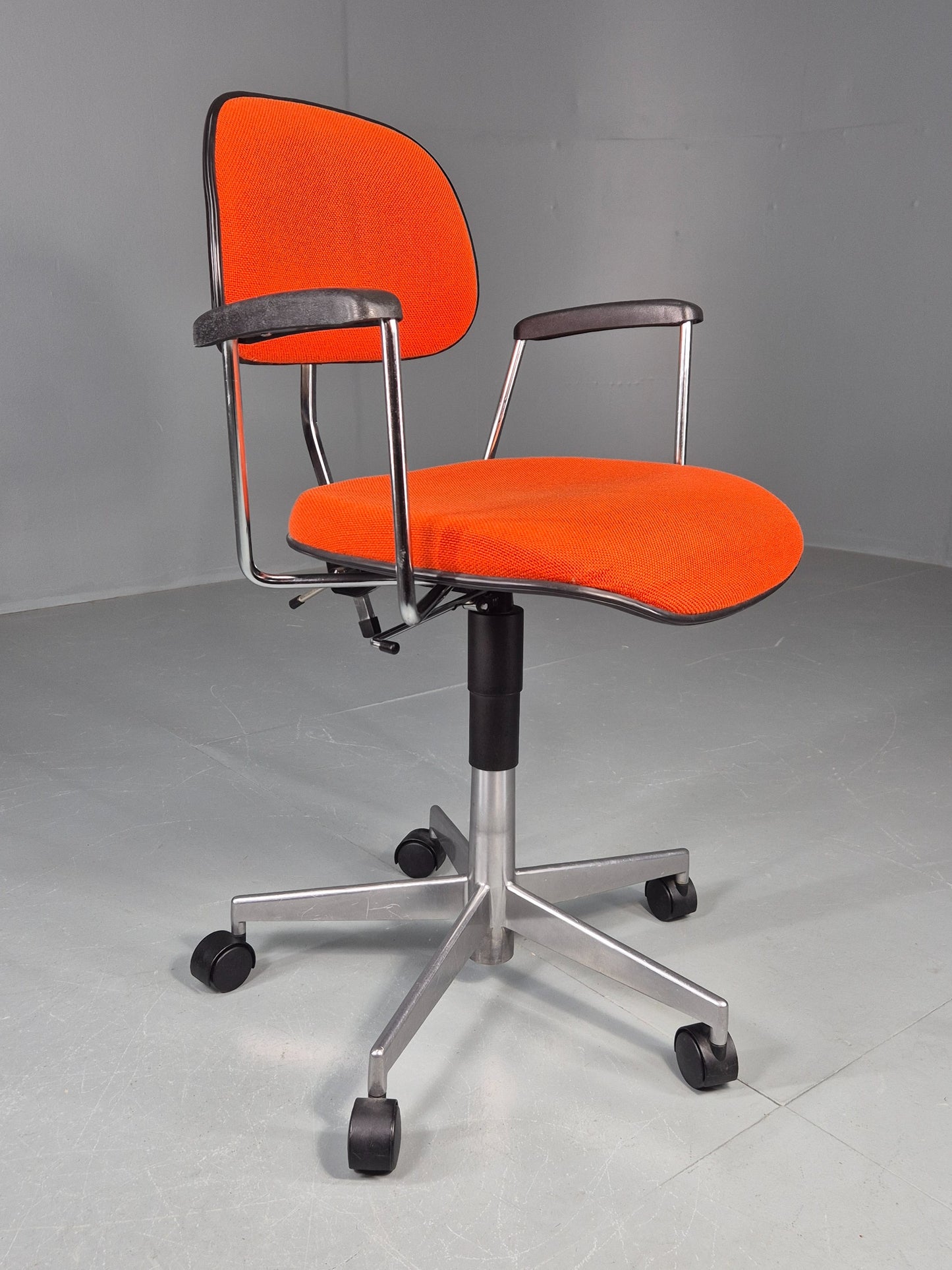 Vintage 1970s Office Chair Danish Labofa Orange wool Retro EB12128