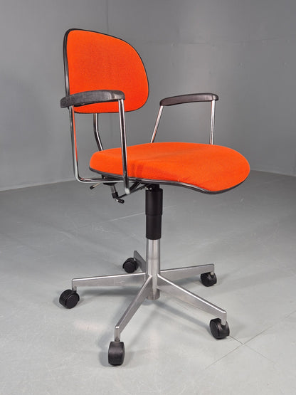 Vintage 1970s Office Chair Danish Labofa Orange wool Retro EB12128