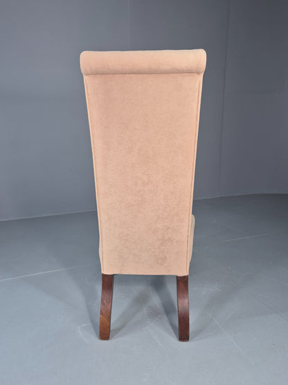 Vintage Slipper Chair Edwardian Antique Cream Cotton Oak Frame EB13125