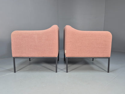2 Roger Lewis Modern Design Armchairs Pink Wool Upholstery EB9952 MNOR