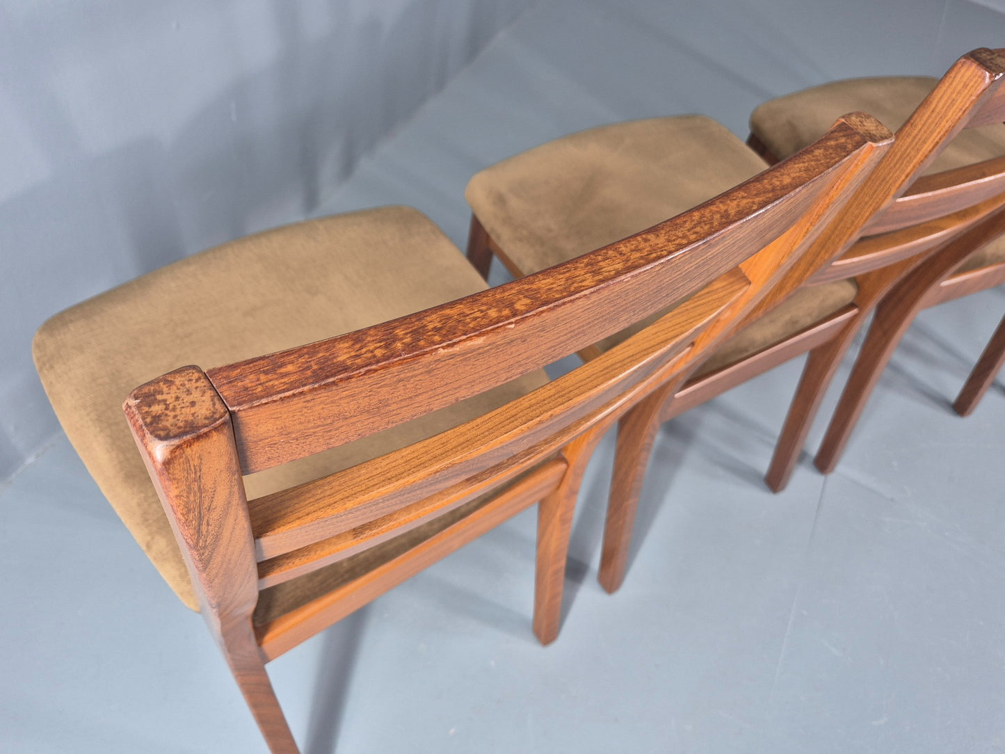 4 Vintage Nathan Dining Chairs Teak Frames 1970s Retro MCM EB11961