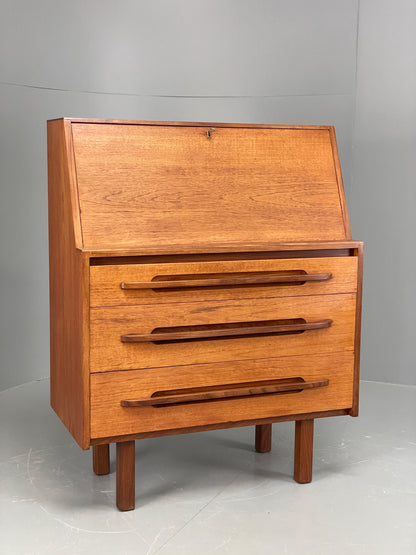 Vintage 1960s Teak Bureau Mid Century Drawers Writing Desk Retro Danish EB12219