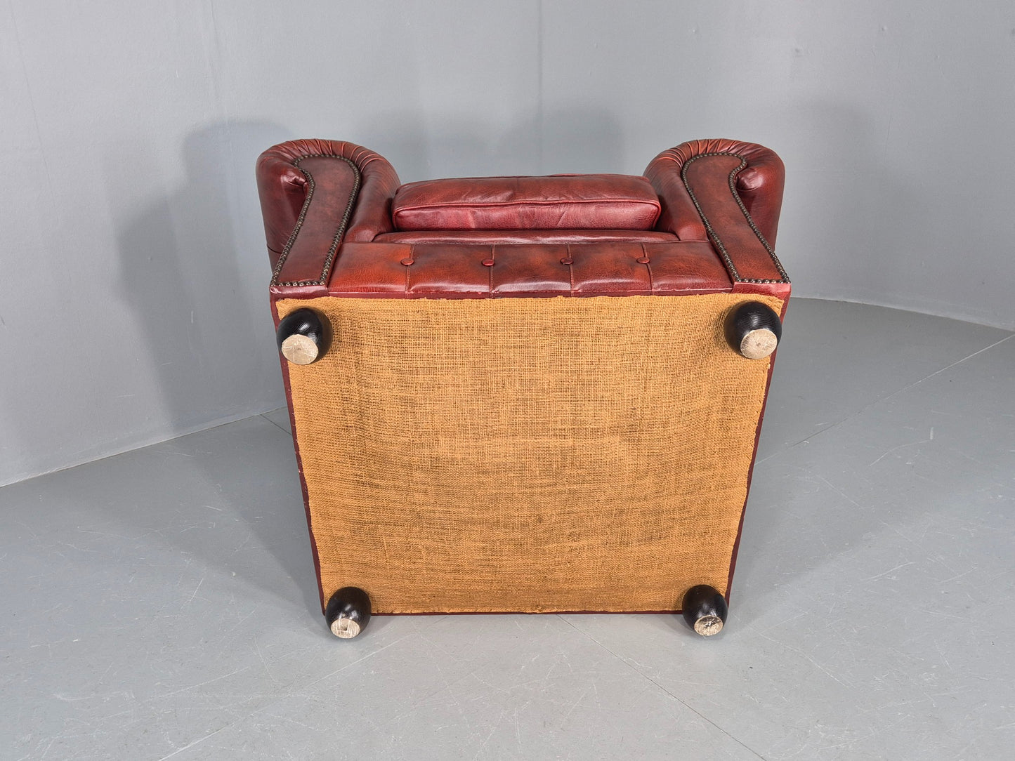 Vintage Chesterfield Club Chair Red Leather 1970s Retro EB12252
