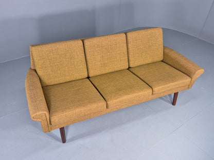 Vintage Danish 3 Seater Sofa 1960s Mid Century Retro Muted Yellow Green EB12541