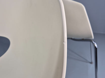 3 Vintage Orbit Chairs Moulded Plastic and Chrome Modern Design EB12131