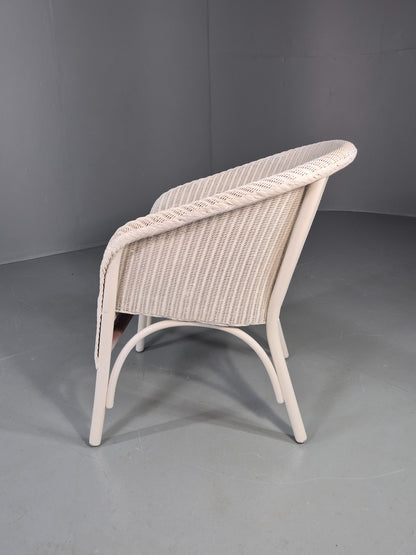 Vintage Lloyd Loom Tub Chair Lusty Brand white Painted 1930s Retro EB12548