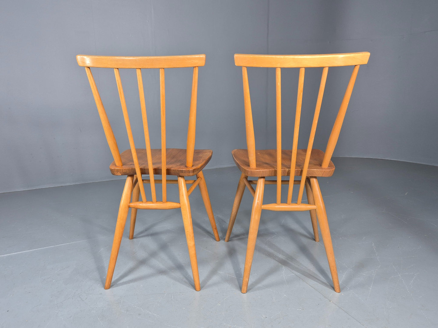 2 Vintage Ercol 391 Dining Chairs beech and Elm 1960s Retro EB12234